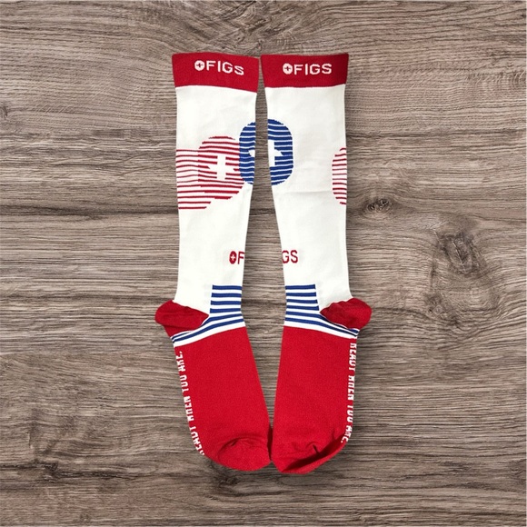 Figs Red and White Socks Size Large New - Picture 1 of 3
